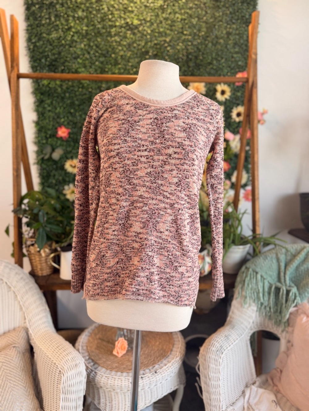 We The Free Marled Pink Crewneck Sweater